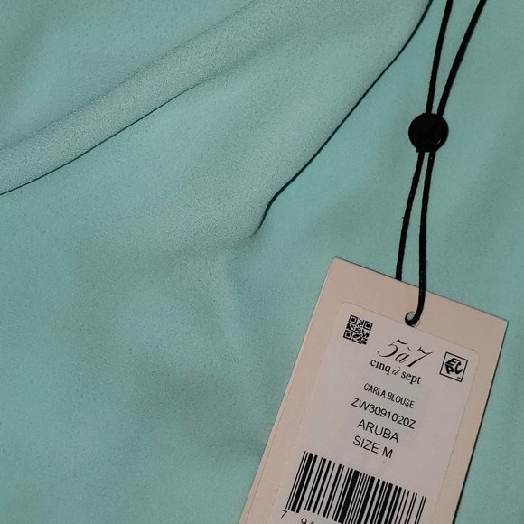 NWT Cinq A Sept Carla Strappy Blouse in Aruba Blue- Medium - Picture 5 of 5